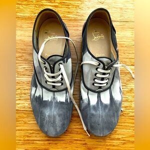 Christian Louboutin grey tie dye soft leather lace up shoes